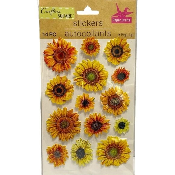 Crafters Square 14pc Sunflowers Pop-Up Stickers - Picture 1 of 2